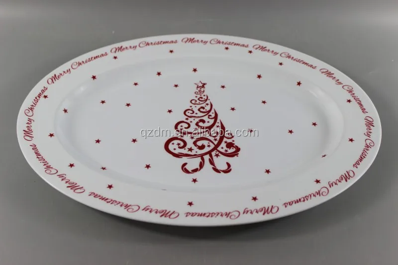 14" melamine oval dinner plate X'mas dinner plate