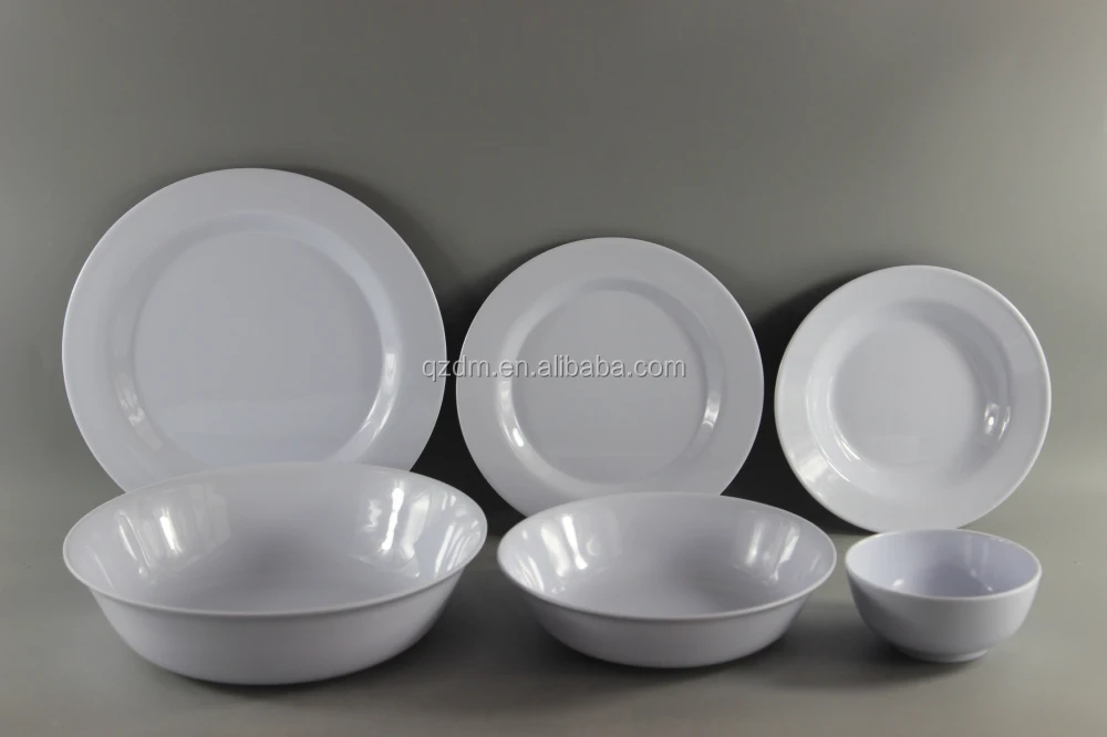 Plain White Melamine Dinner Set,White Melamine Tableware Set