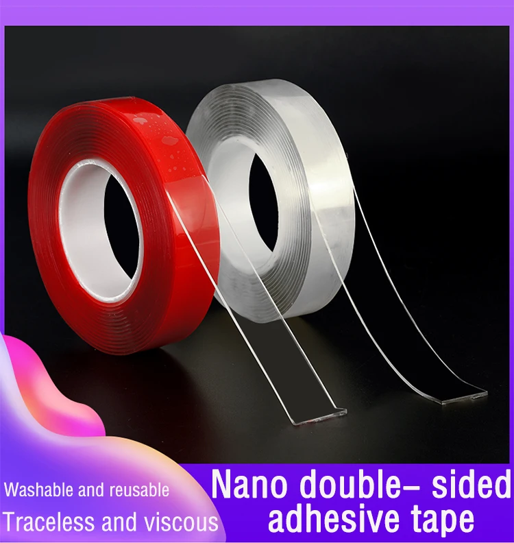 Waterproof Reusable Glue Multipurpose Double Sided Washable Clear Transparent Grip Clear Nano Gel Suction Sticky Mounting Tape Buy Clear Double Sided Mounting Vhb Tape Nano Glue Tape Transparent Double Sided Tape With Red