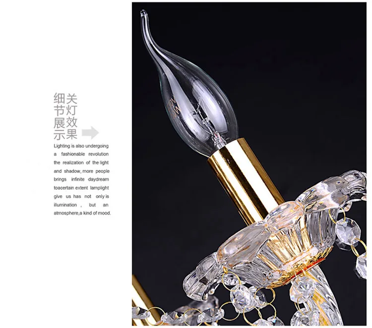 Golden crystal chandelier transparent glass chandelier luxury hotel lighting