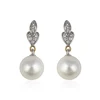93207 Elegant unique copper wedding white pearl drop earrings for girl