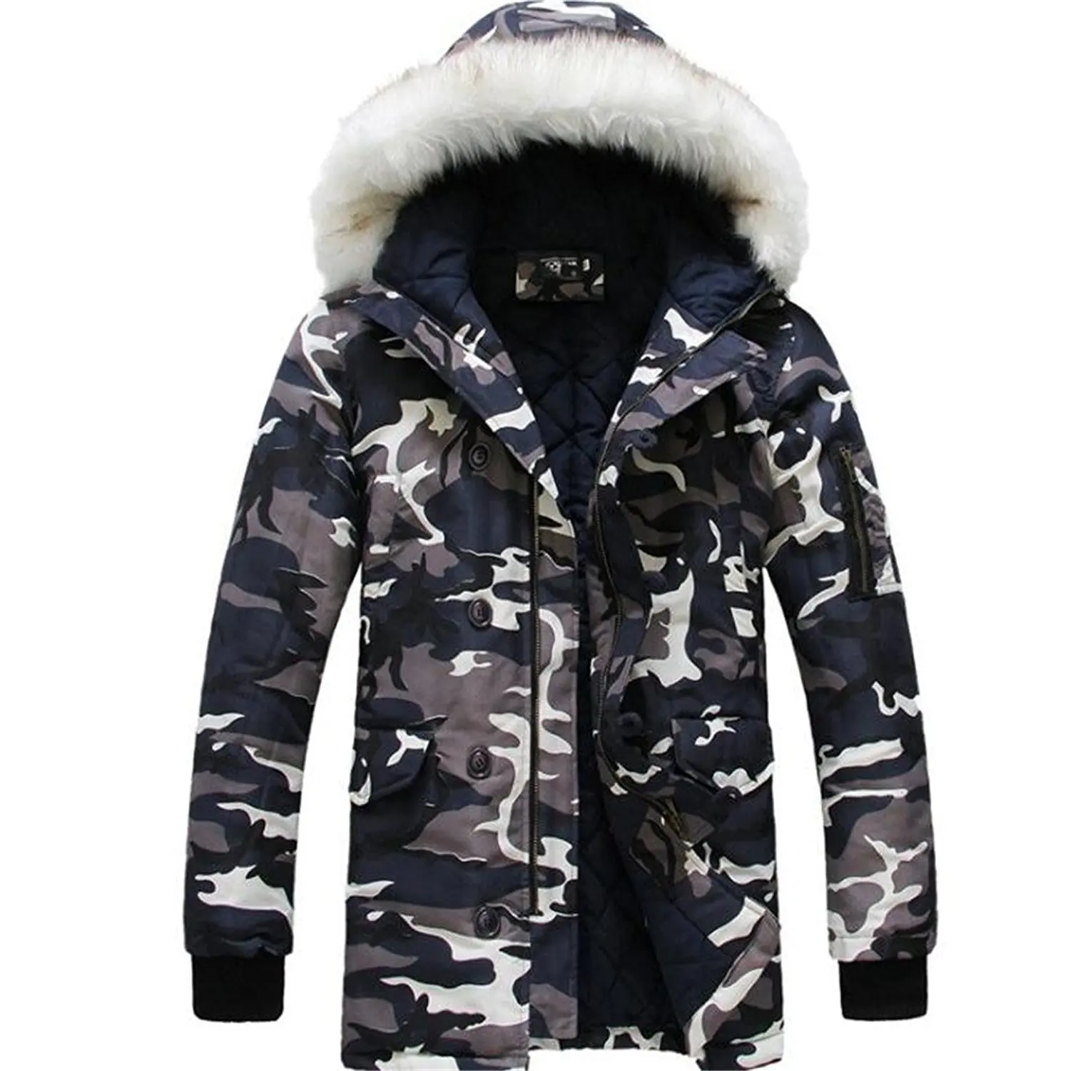 YUNY Mens Relaxed-Fit Solid Cotton Thicken Hood Down Coat Black S