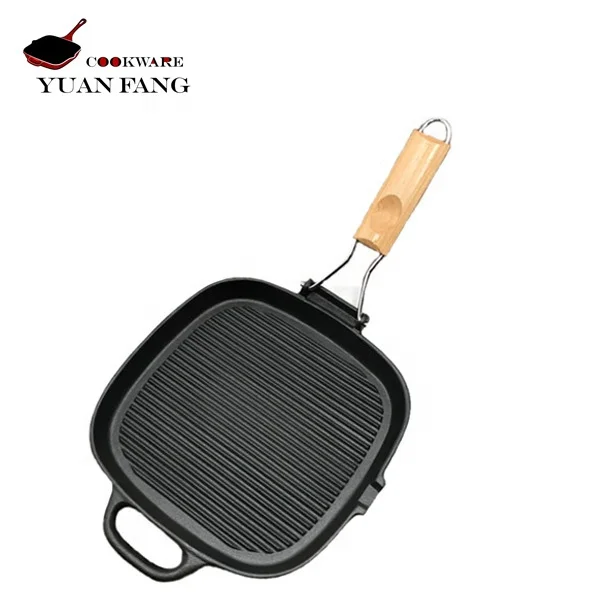 Best Sell 27cm Preseasoned Cast Iron Non Stick Frying Pans Bbq Square