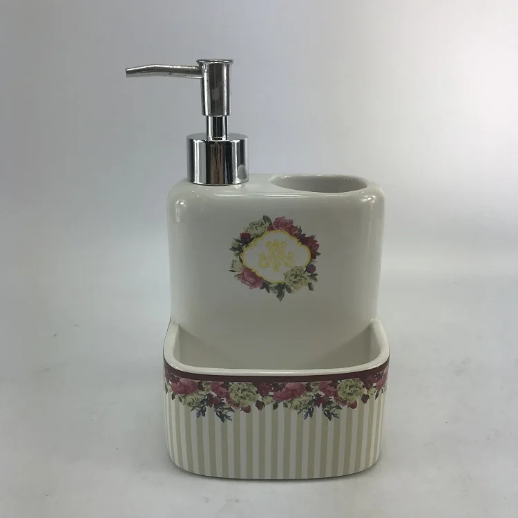 Royal Europe White Ceramic Kitchen Canister Soap Dispenser Set