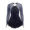 Figure Skating Dress Women's / Girls' Ice Skating Dress Dark Blue Spandex Rhinestone High Elasticity Performance Skating Wear