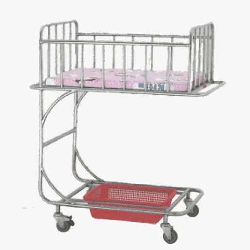 Hospital Medical stainless steel baby cot emergency trolley for patient use