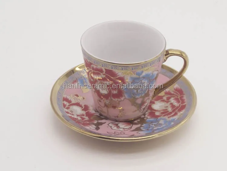 Ceramic Fancy Unique Design 80cc Gold Rim Arabic Cheap Porcelain Coffee