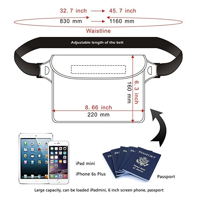 Waterproof Pouch Waterproof Fanny Pack Dry Perfect For Boating Swimming