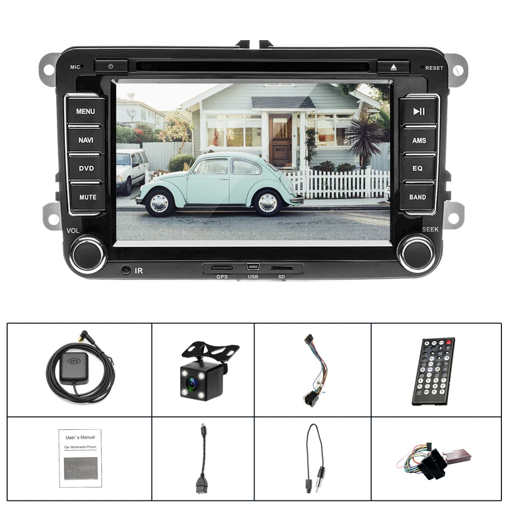 Podofo Autoradio 2din Cndroid Car Dvd Player Car Radio Gps Navi Bt