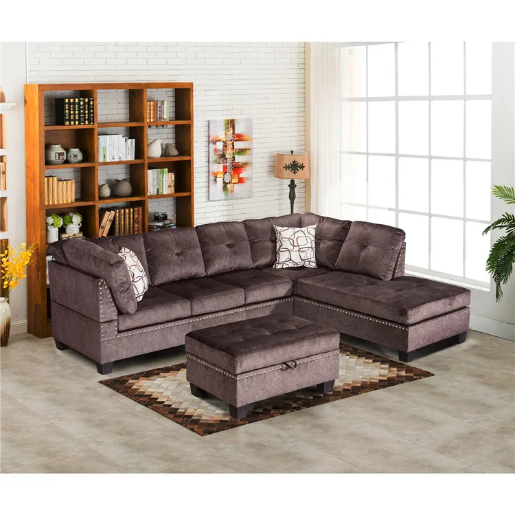 Suede brown black sofa gray sectional couch