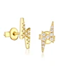Fashion jewelry CZ diamond 925 silver lightning bolt stud earrings