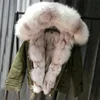 2018 new winter new fox fur liner fur coat female parka cross fox big fur collar short design good quality
