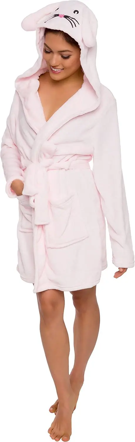 Silver Lilly Women's Animal Hooded Robe - Plush Short Bunny Bathrobe