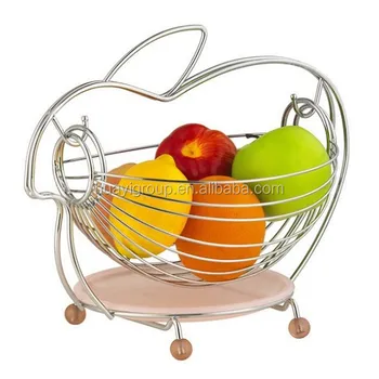 Chrome Metal Wire Kitchen Fruit Basket Dinning Table Decoration