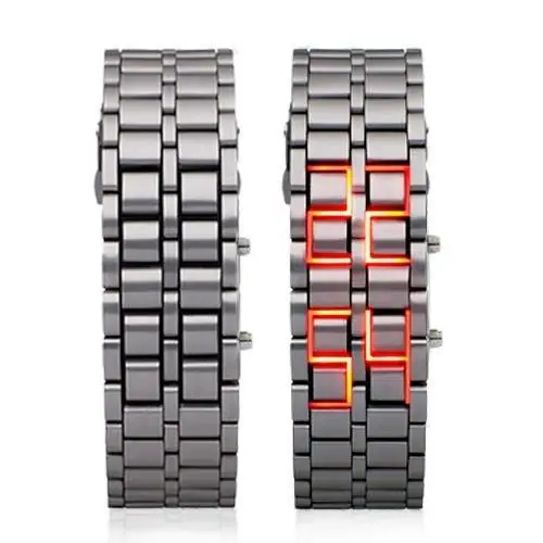 LED часы Iron Samurai (серебристый браслет.jpg