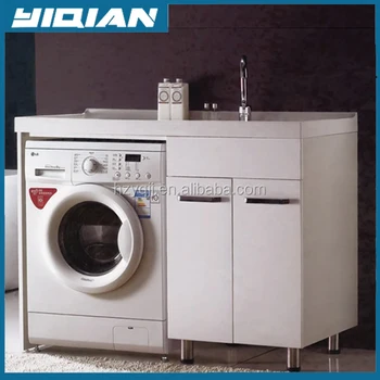 Modern White Sink Mdf Laundry Cabinet For Washing Machine Yq 5210