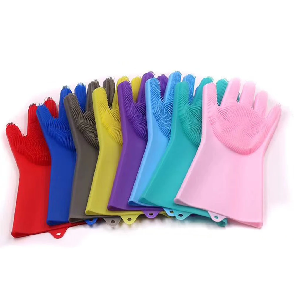 Amazon Hot Reusable Silicone Gloves Wash Scrubber,Heat Resistant