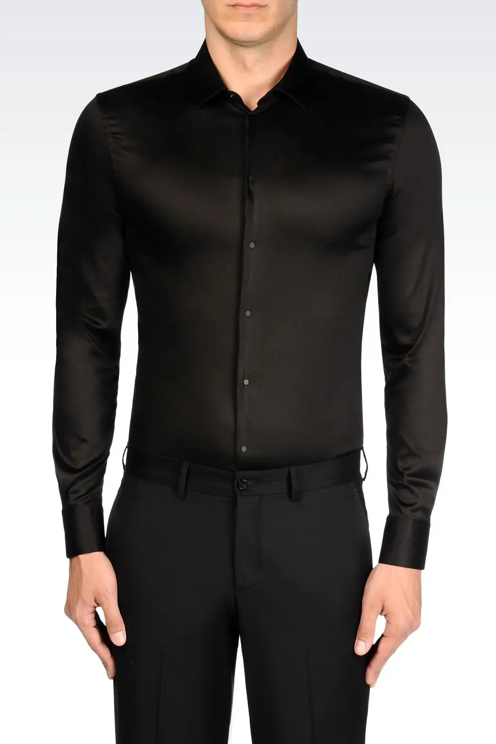 2015 Fashion Custom Fit All Black For Silk Satin Shirt Men - Buy Silk ...
