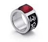 Stainless Steel Mens Domineering Om Mani Padme Hum Luxury Ruby Rings