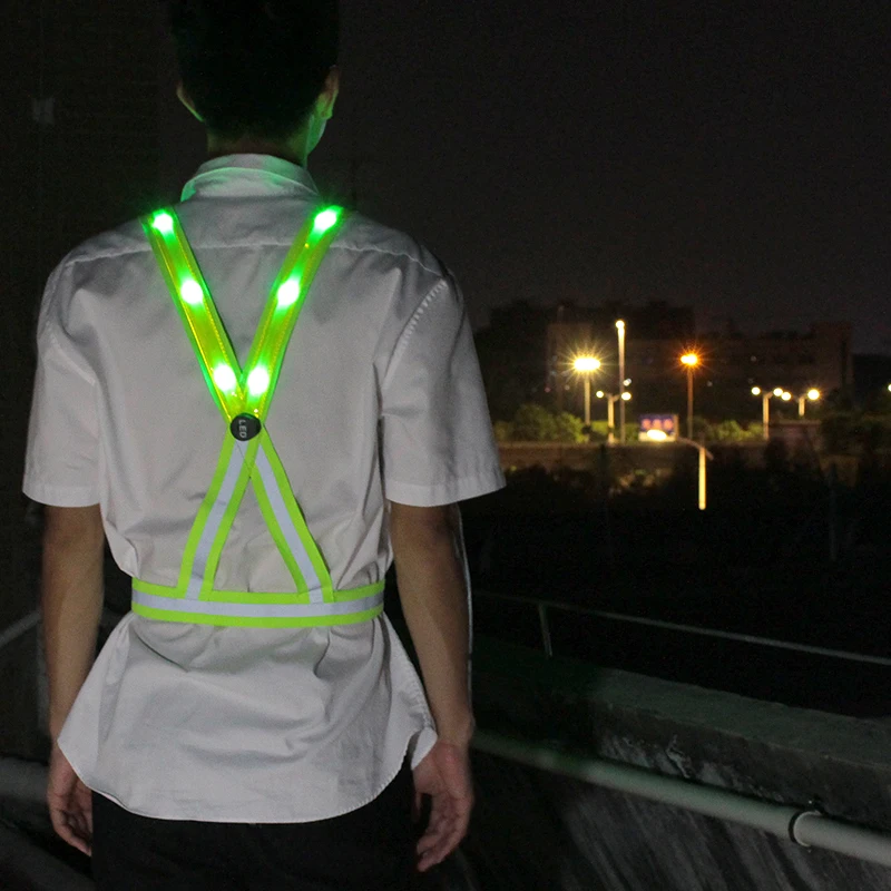 Reflective Cycling Running Vest With Led Lights Mens Womens Unisex T0N1 