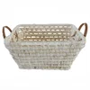 Hand woven straw bag seagrass storage basket with handle for storage