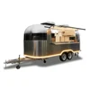 UKUNG new style mobile shiny/ wiredrawing stainless steel Airstream food truck, catering Airstream EU standard food trailer