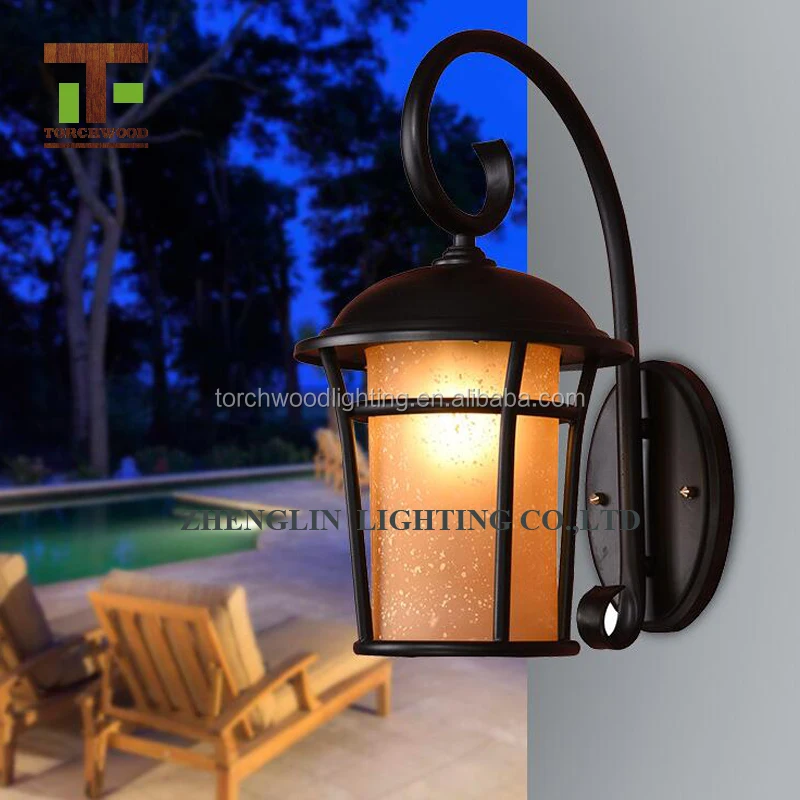 Outdoor Ip55 Orange Glass Black Wall Lamp E27 Buy Waterproof Balcony