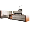 Simple Design European Style Furniture White High Gloss Quartz Stone MDF Acrylic Kitchen cabinet Set