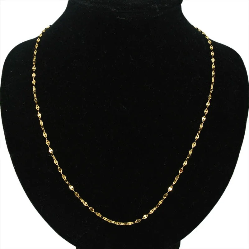 Xus Women's Special Slim Gold Lock Titanium Steel Long Thin Chain