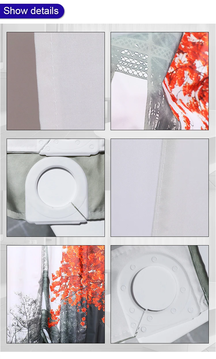 High Quality Red Flower Printed Polyester Hookless Shower Curtain Buy