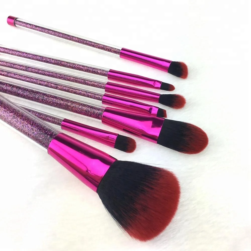 with logo bling magnet clear 7pcs professional synthetic empty water eyeshadow magnetic purple blending makeup brushes glitter
