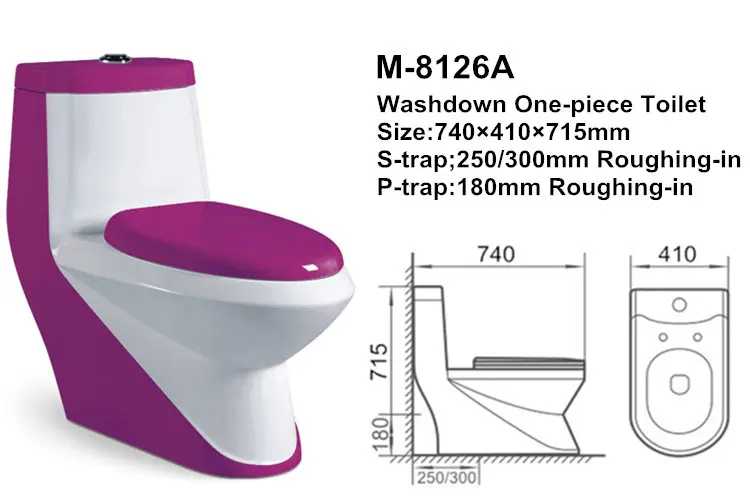 Sanitary ware ceramic toilet in purple
