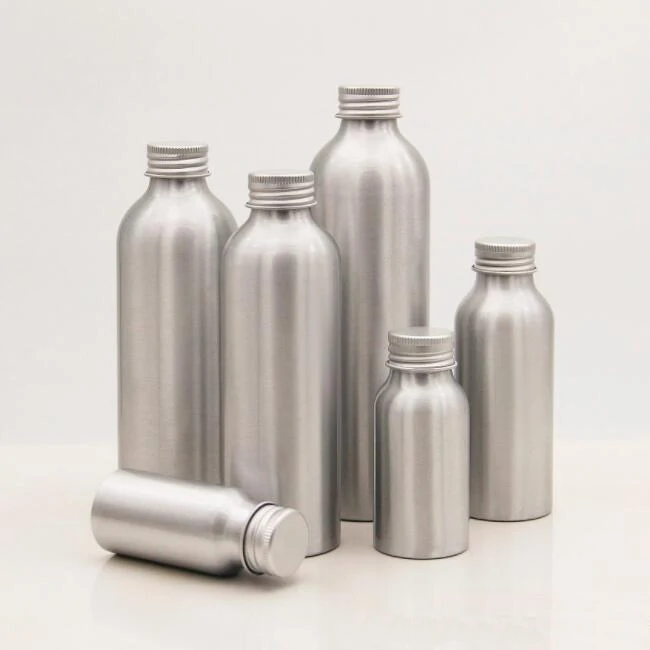30ml 50ml 100ml 120ml 150ml 250ml empty metal aluminum bottle with metal screw cap for Cosmetic Oil
