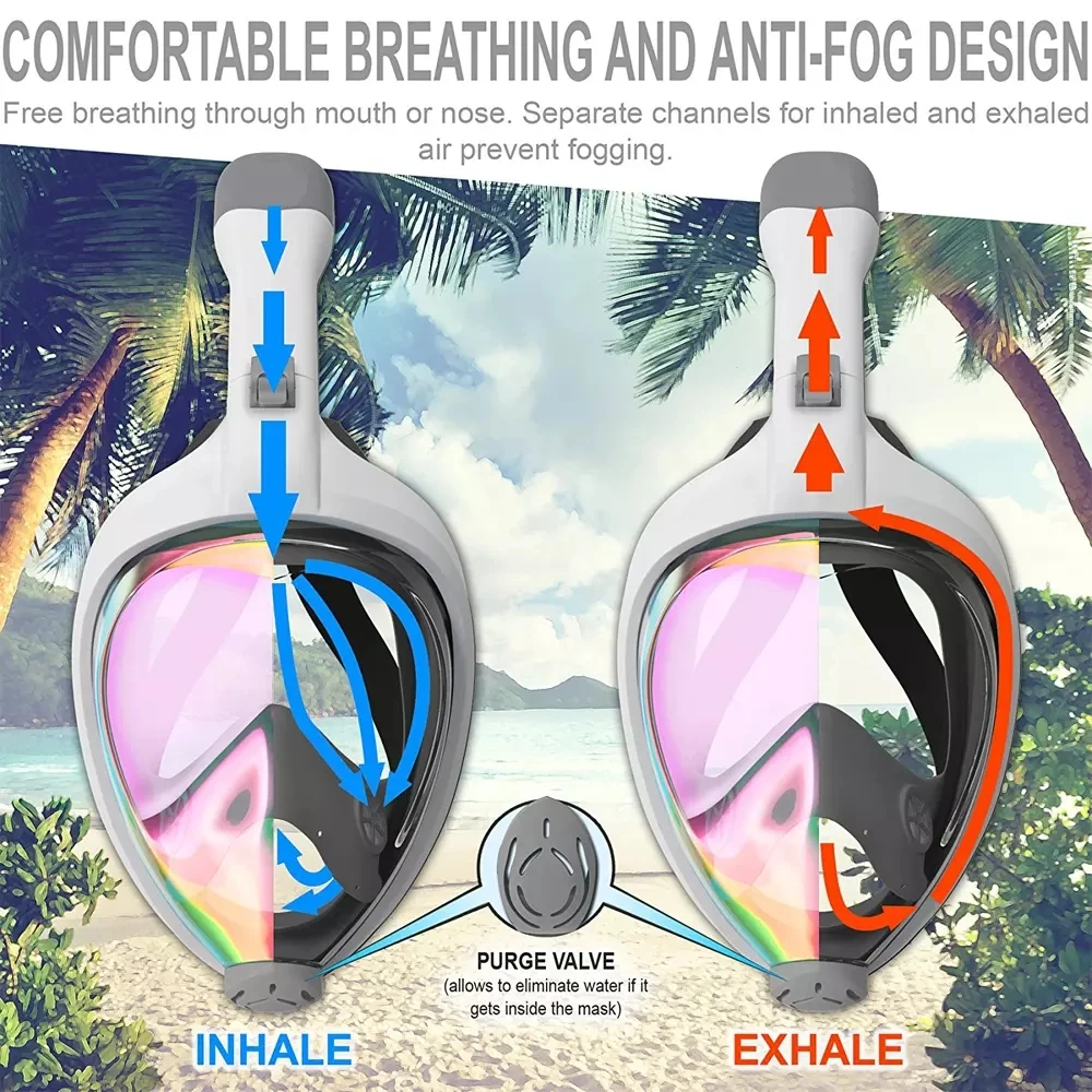 Amazon New Full Face Glass Silicone Snorkel Masks For