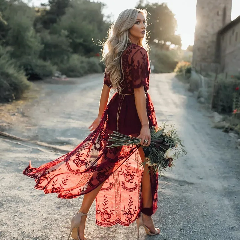 bohemian see through dress