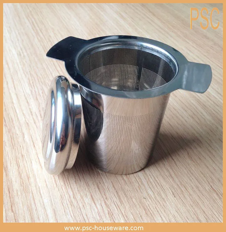 Bulk Double Handles Stainless Steel Tea Strainer With Lid For Cup Mug