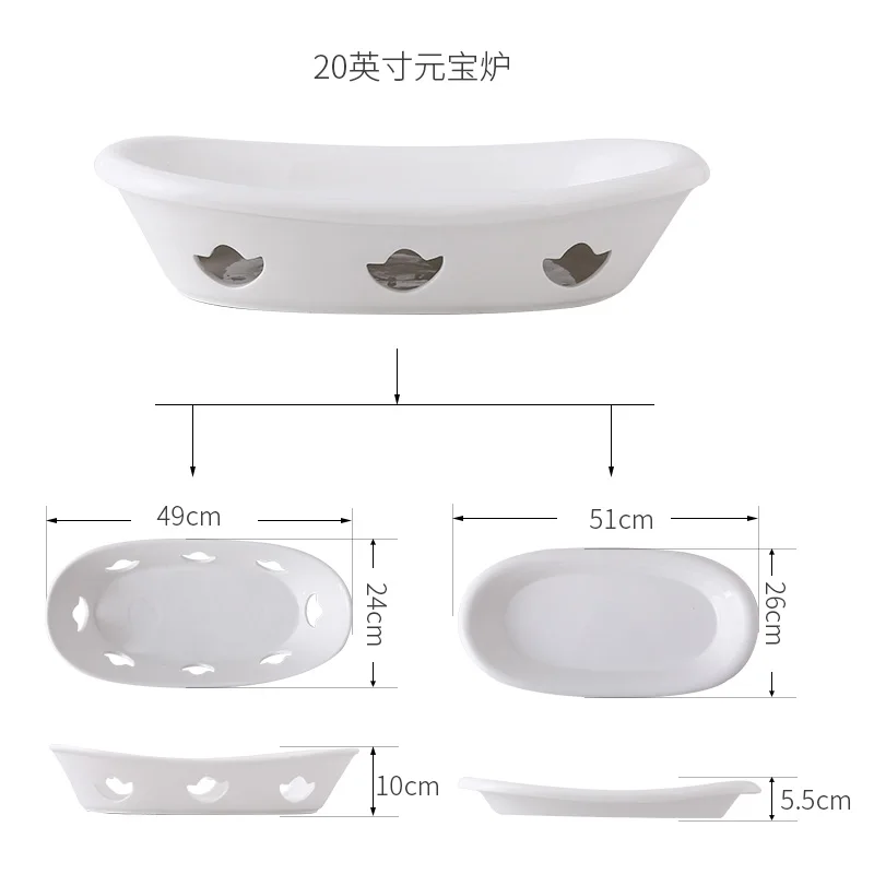 Italian Ceramic Self Heating Pan Flower Soup Pot With Candle Stove For Restaurant