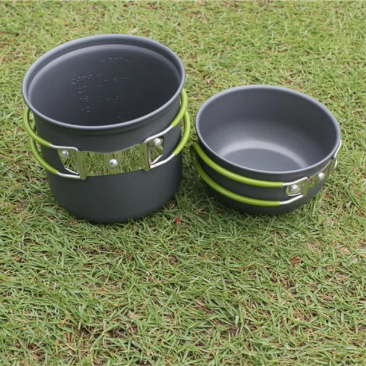 Outdoor Folding Cookset Mess Kit Aluminium Bowls Pots Sets Mesh Bag