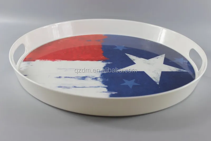15 inch Melamine Round tray Food tray National flag Print