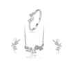 64489 Xuping alibaba website fashion jewelry multiply square shape three pieces set brightly gemstone with rhodium plated