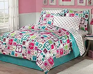 Buy 5 Piece Rainbow Peace Sign Comforter Twin Cute All Over