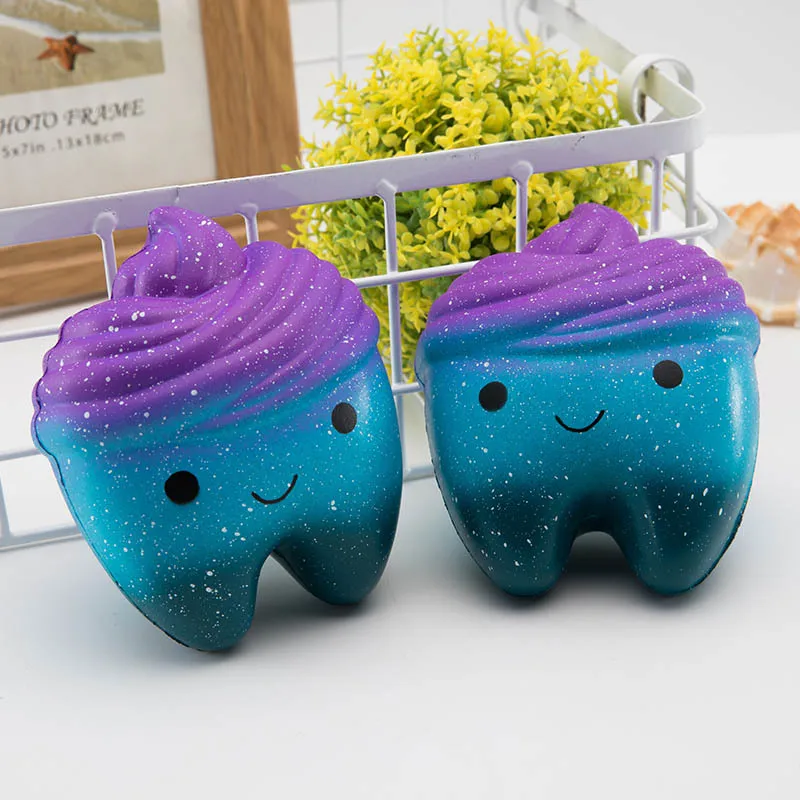Factory Wholesale 2018 New Jumbo Squishy Cute Starry Teeth Soft PU Foam Slow Rising Stress Relief Toys Gifts