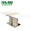 Simple Style Ecological Powdered Coating MDF Veneer Stainless Steel Base Expandable Telescopic Dining Table For Home Furniture