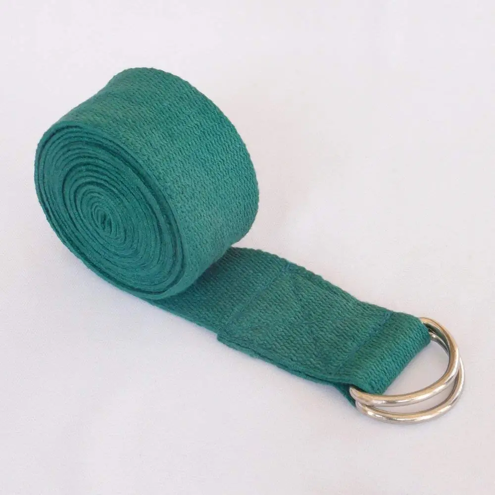 HealthAndYoga(TM) Yoga Straps - Superior Non-stretch Cotton Twill with Metal D-rings Buckle | 6' and 8' Length (6' Forest Green)
