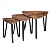 Vasagle Industrial Modern Set Of 3 End Side Table Wood Nesting Coffee Table Set
