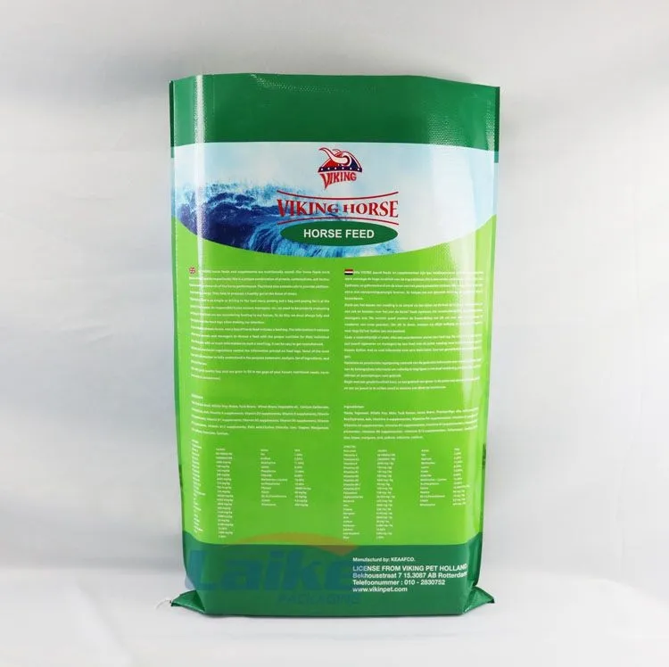 Custom 20kg 25kg 50kg Bopp Laminated Plastic Empty pp Woven Horse Feed Bag Deer Cattle Animal Food Feed Packaging Bag for Sale