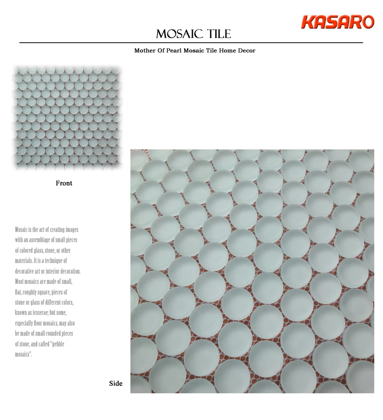 Frosted White Penny Round Glass Mosaic Tile
