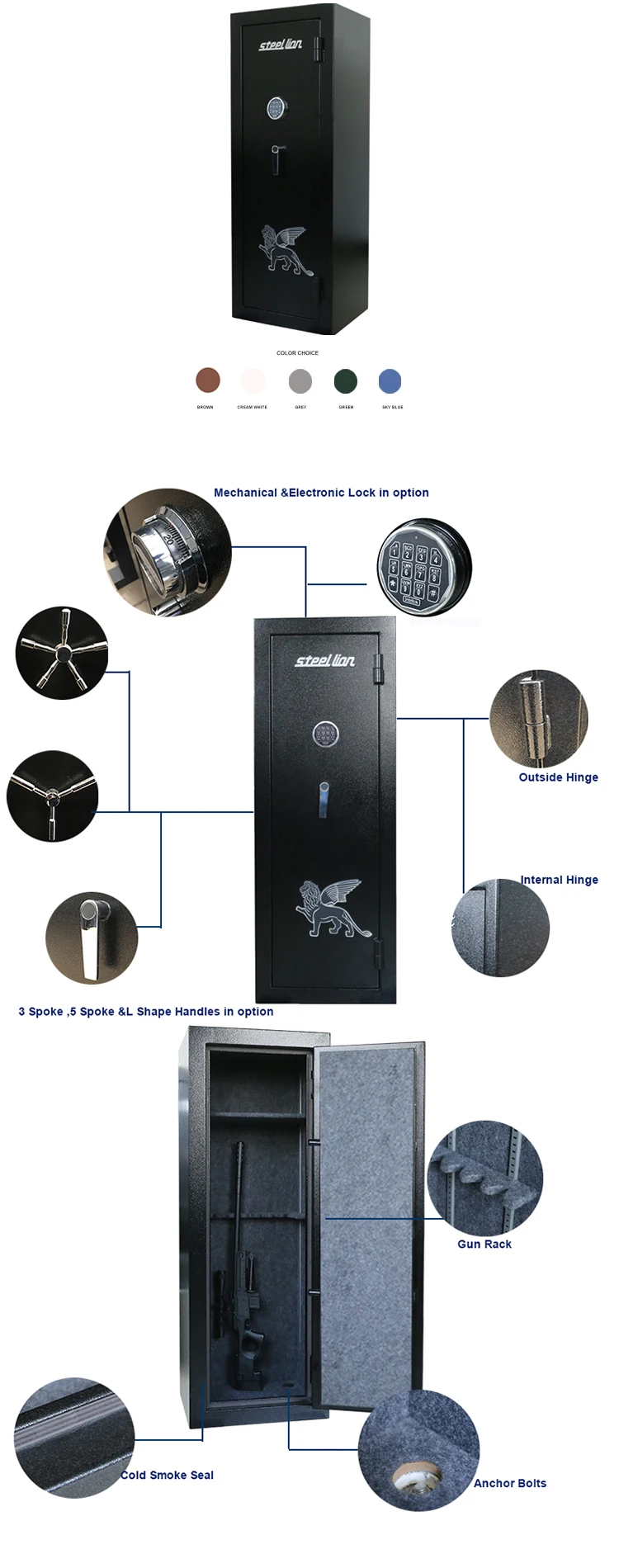 Fireproof Treadlock Gun Safe Wholesale Metal Big Long Rifle Firearm