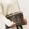 Wholesale Winter Ladies Pearl Coin Purse Mini Evening Bags Leopard Faux Fur Envelope Clutch bag