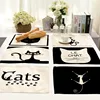 40x32cm Cartoon Cat Printed Placemats Dining Tables Coaster Cloth Insulation Coffee Tea Cup Pad Kitchen Placemat for Table